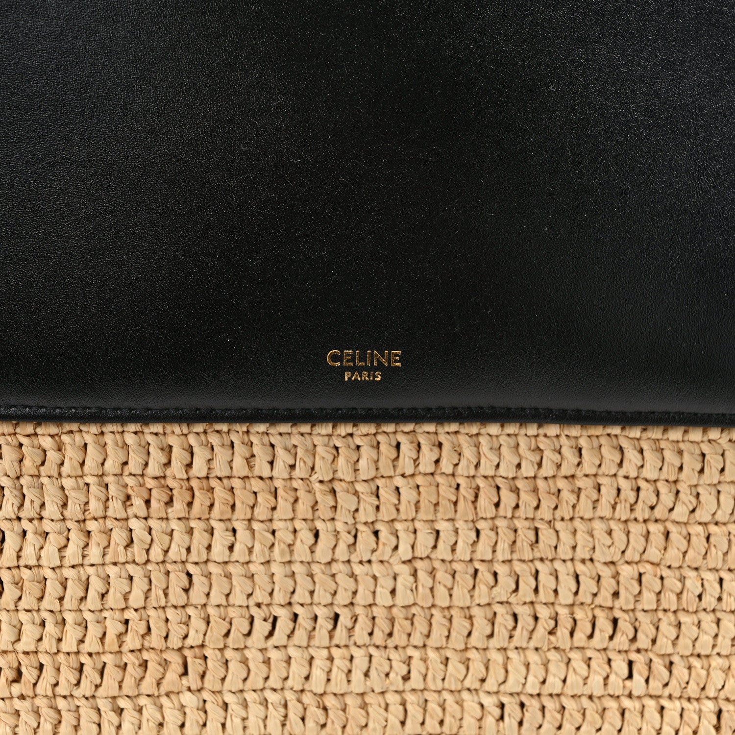 Celine Raffia Calfskin Basket Bag Natural Black 6 of 13
