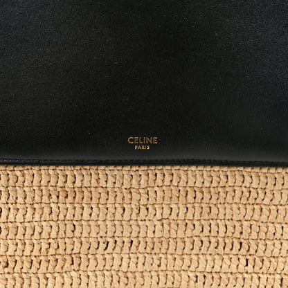Celine Raffia Calfskin Basket Bag Natural Black 6 of 13