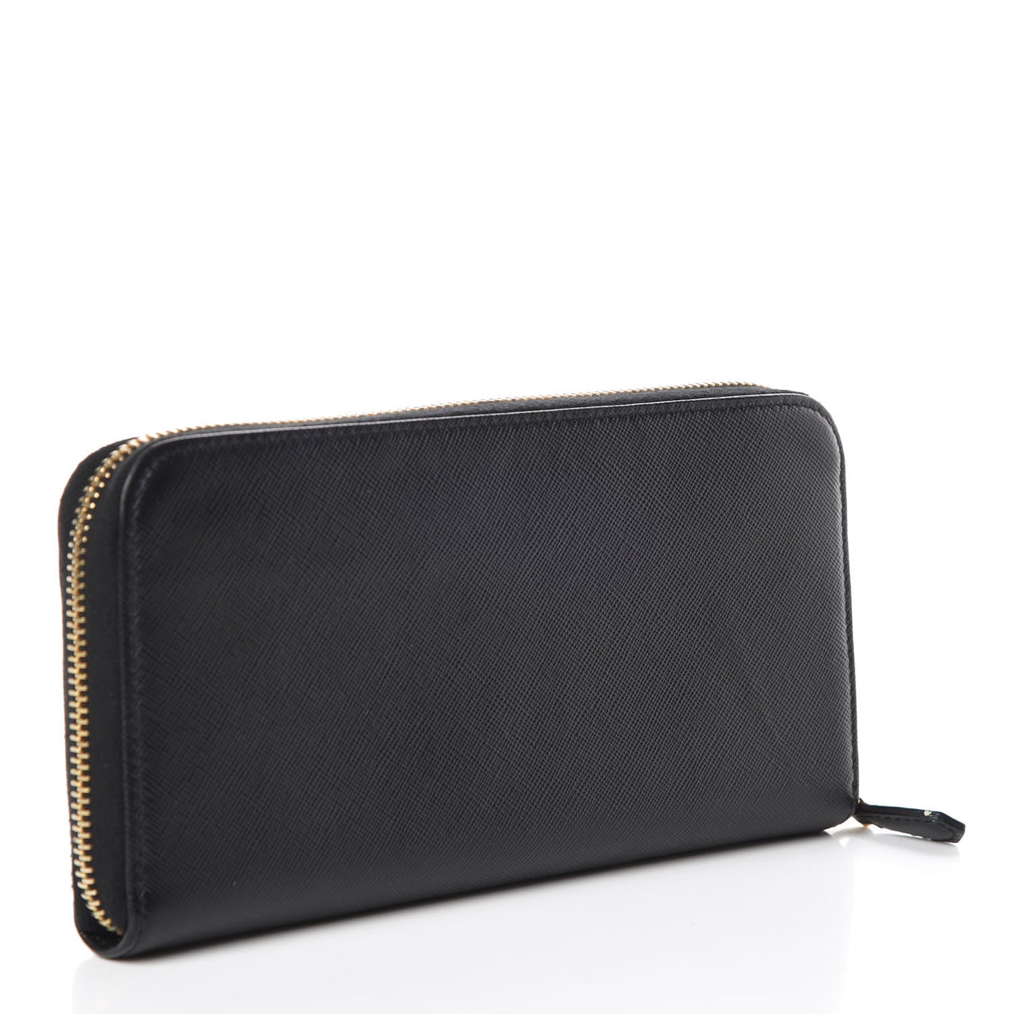 Saffiano Triangle Zip Around Wallet Black