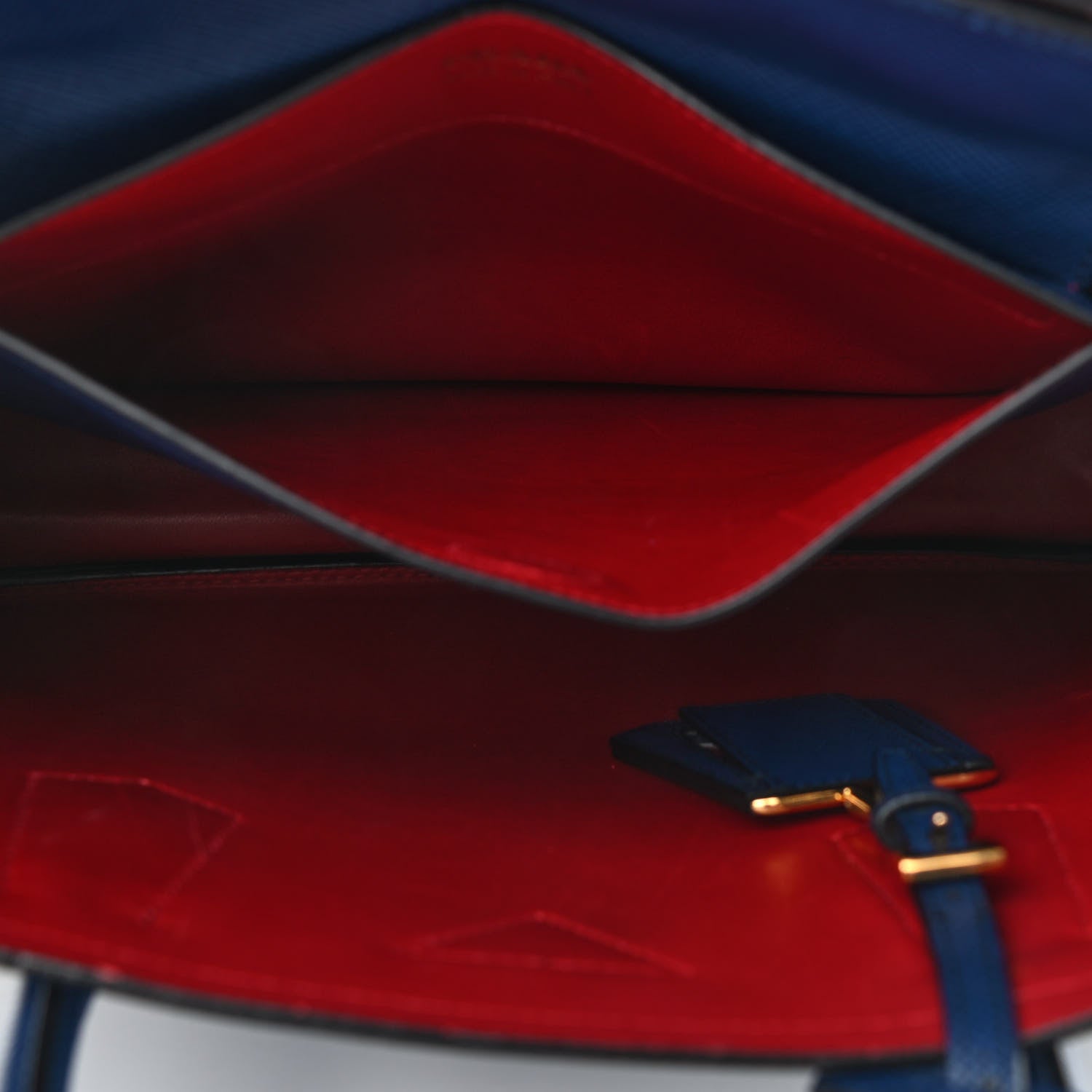 Prada Saffiano Cuir Medium Double Bag Bleuette Rosso 6 of 9