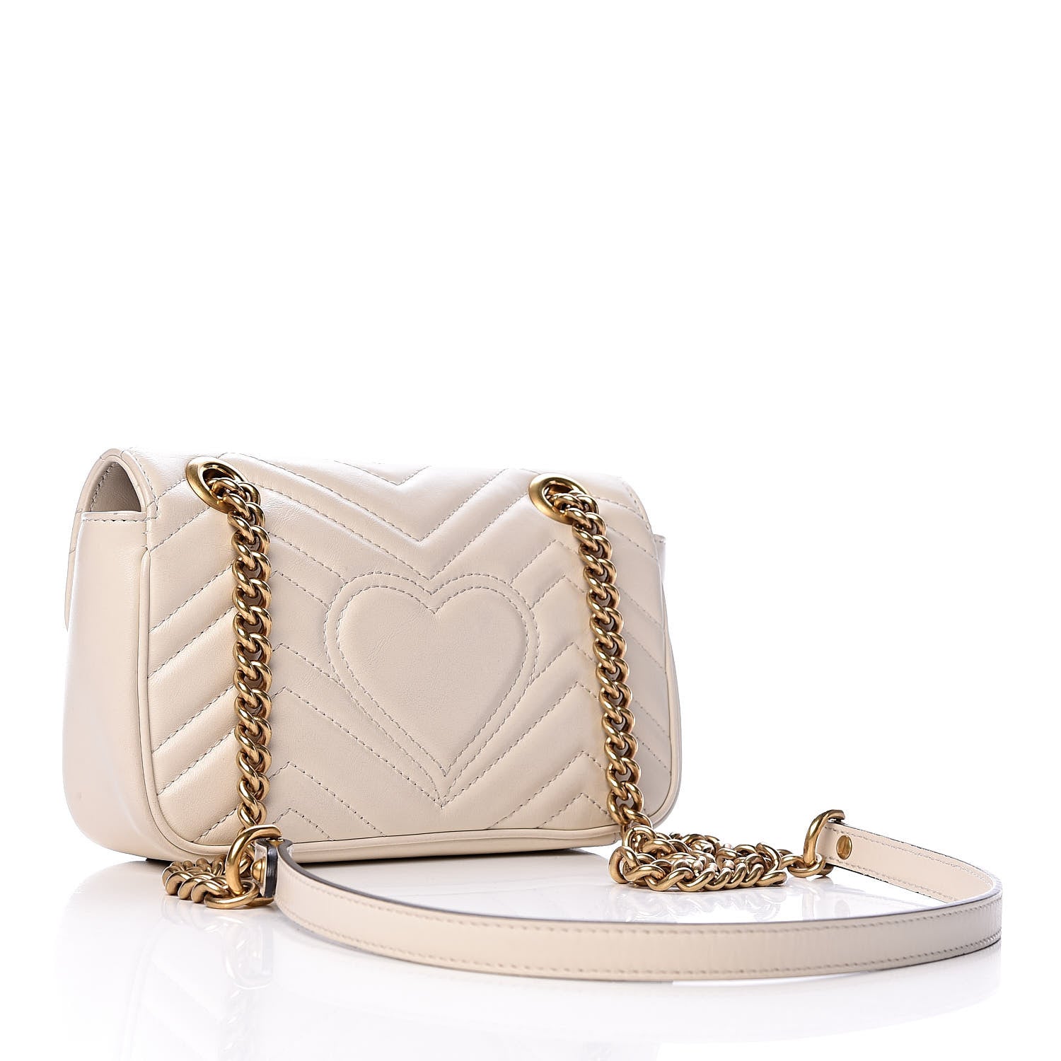 Gucci Calfskin Matelasse Mini GG Marmont Shoulder Bag White 3 of 10