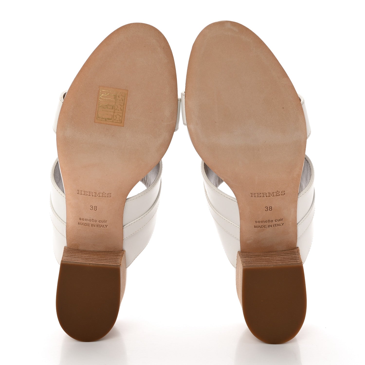 Hermes Calfskin Ovation Buckle Sandals 38 White 5 of 12