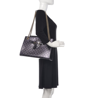 Gucci Shine Guccissima Large Emily Chain Shoulder Bag Melanzana 2 of 13
