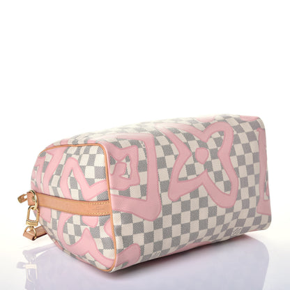 Louis Vuitton Damier Azur Tahitienne Speedy Bandouliere 30 Rose Ballerine 8 of 22