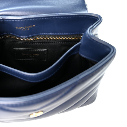 Saint Laurent Calfskin Y Quilted Monogram Toy Loulou Crossbody Bag Blue Charron 6 of 9