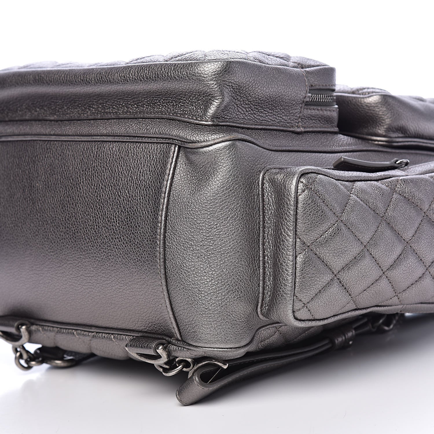 Chanel Metallic Grained Calfskin Quilted Large Casual Rock Backpack Charcoal 8 of 10