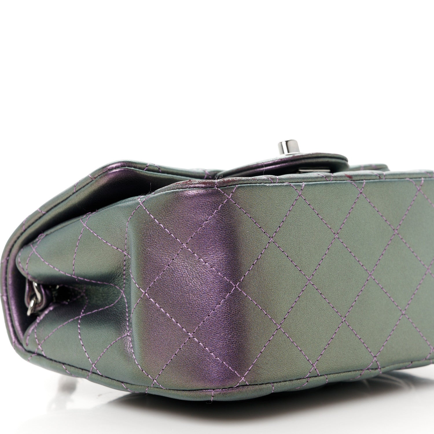 Chanel Iridescent Lambskin Quilted Mini Square Flap Dark Purple 10 of 11