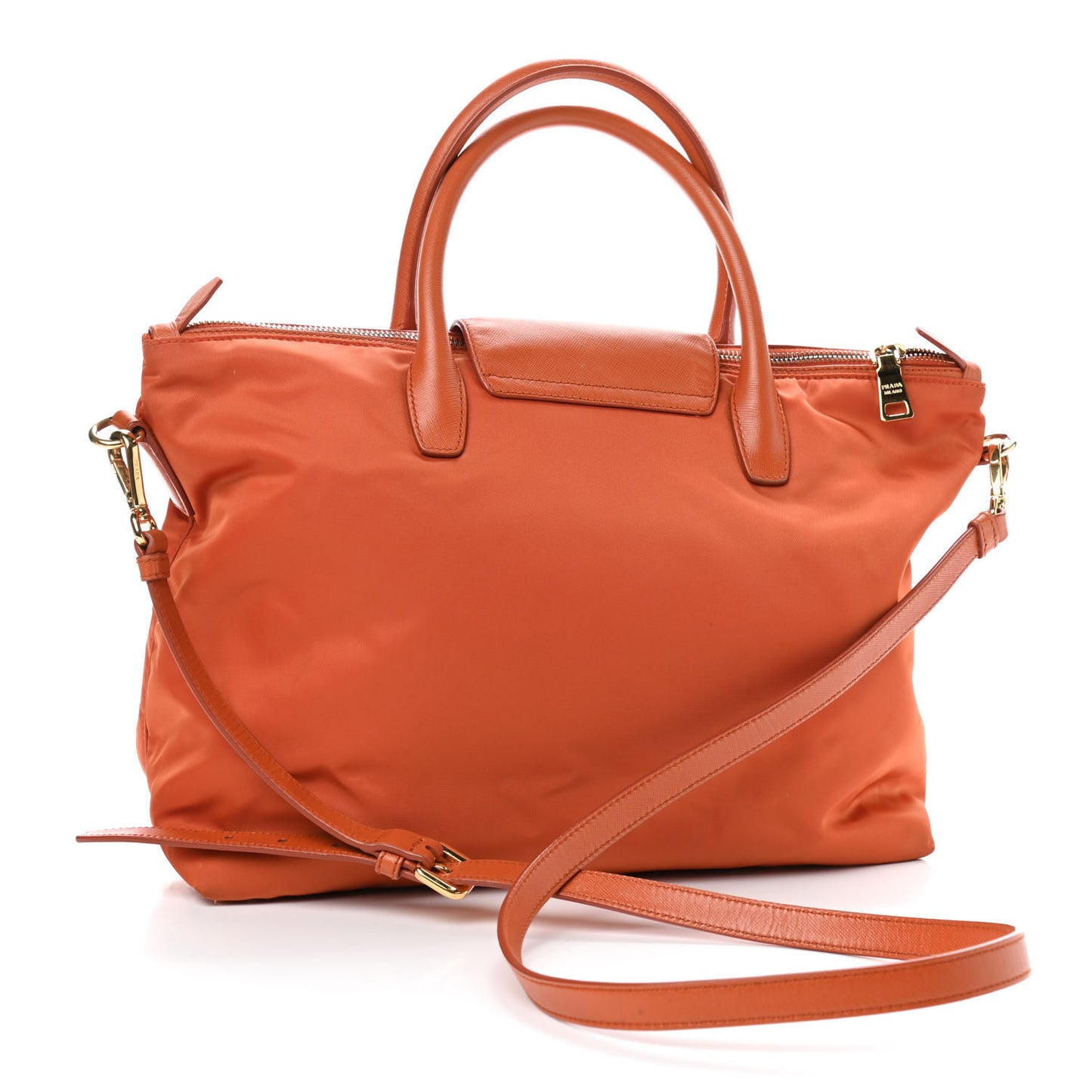 Tessuto Nylon Saffiano Tote Papaya