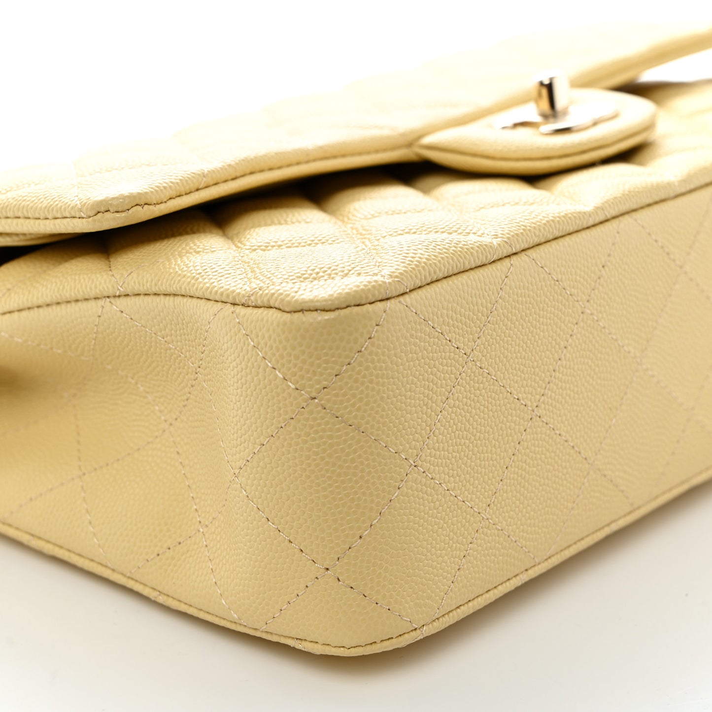 Caviar Quilted Medium Double Flap Yellow