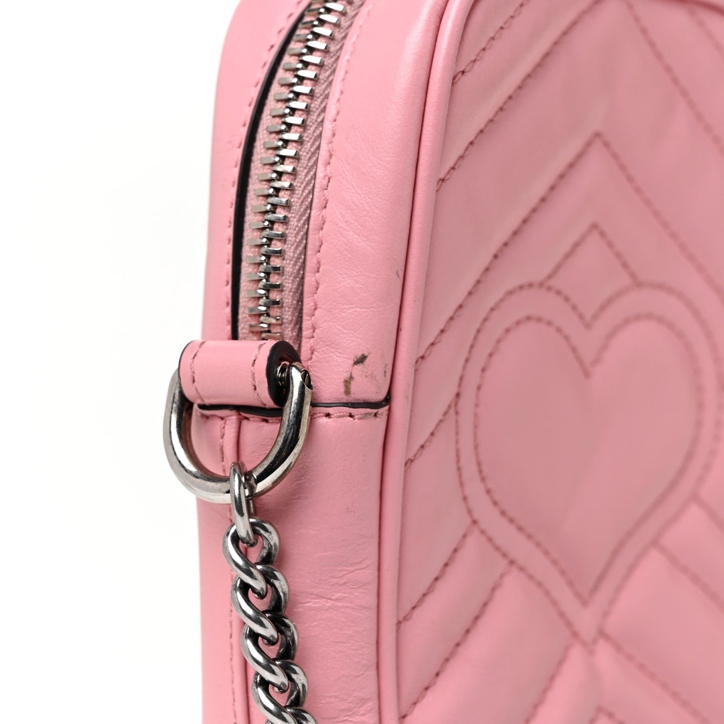 Calfskin Matelasse Mini GG Marmont Crossbody Bag Wild Rose