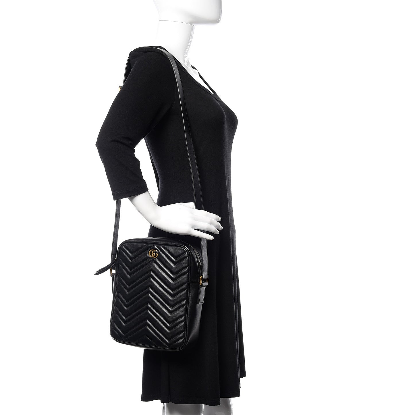 Calfskin Matelasse GG Marmont Travel Bag Black