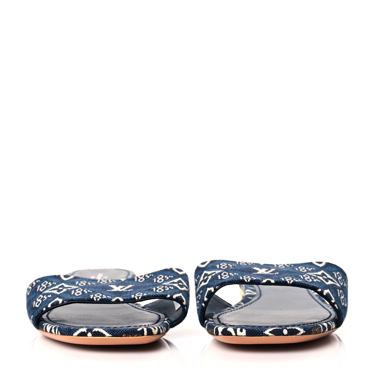 Louis Vuitton Jacquard Since 1854 Lock It Flat Mule 38 Blue 2 of 11