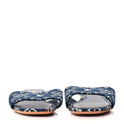 Louis Vuitton Jacquard Since 1854 Lock It Flat Mule 38 Blue 2 of 11