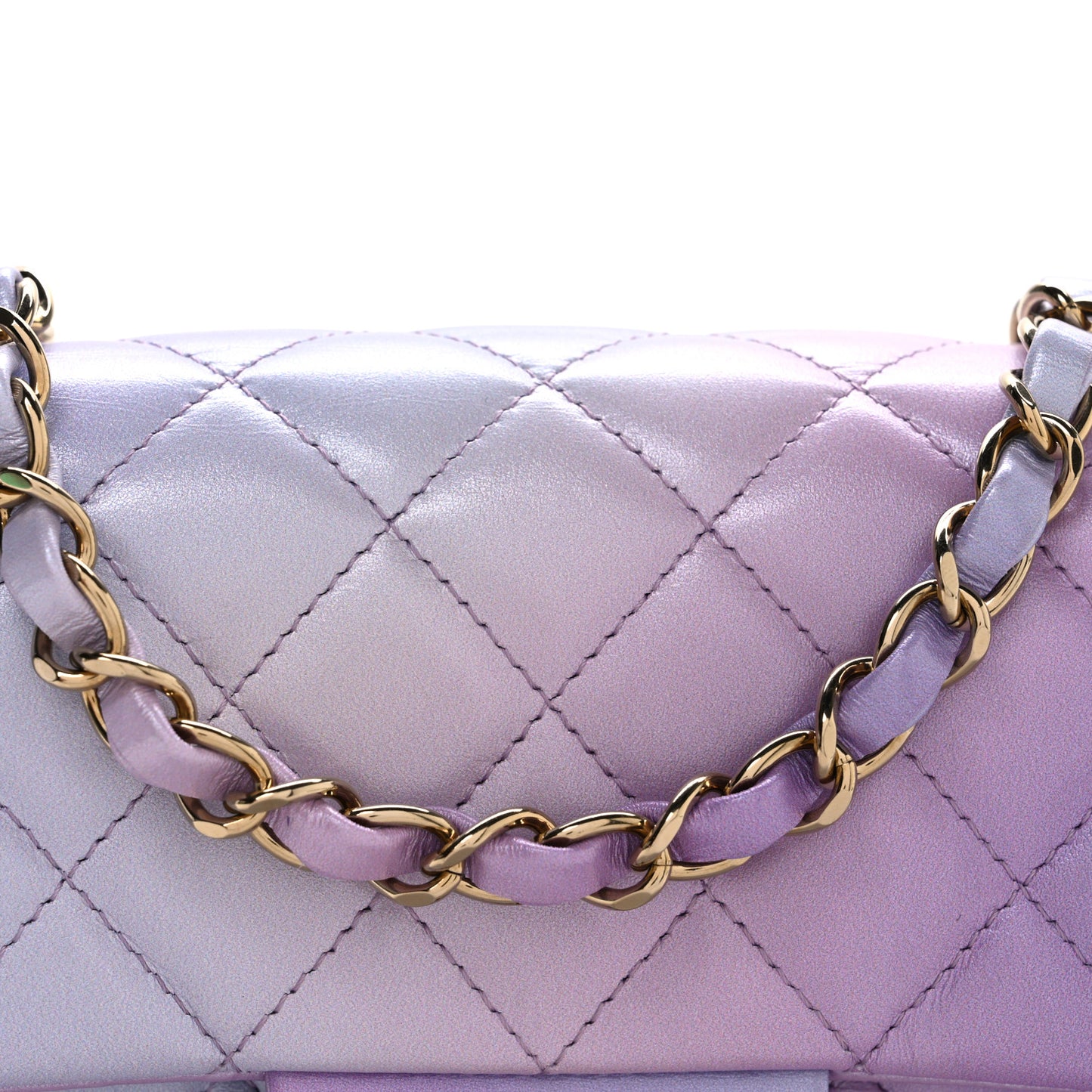 Calfskin Quilted Cloudy Tie Dye Mini Rectangular Flap Purple Blue Pink