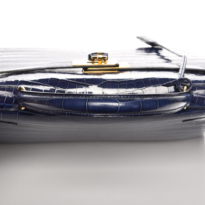 Hermes Shiny Niloticus Crocodile Kelly Sellier 32 Bleu Saphir 13 of 32