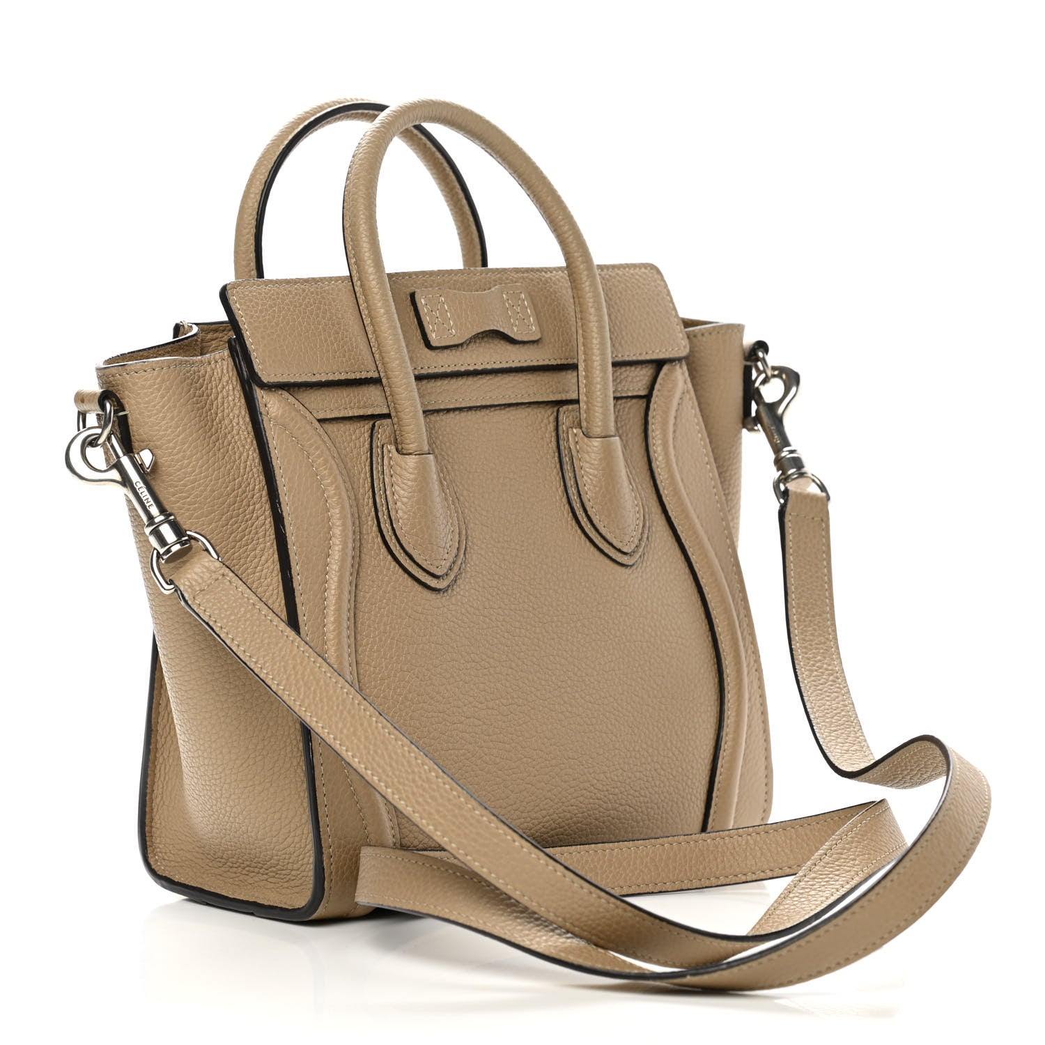 Celine Drummed Calfskin Nano Luggage Dune 3 of 16