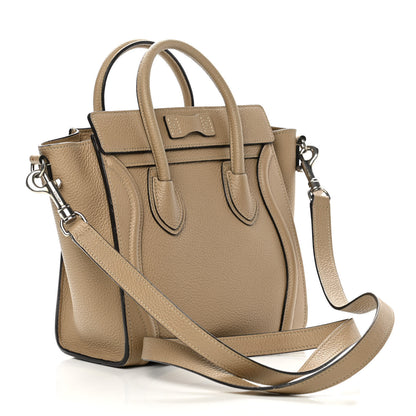 Celine Drummed Calfskin Nano Luggage Dune 3 of 16