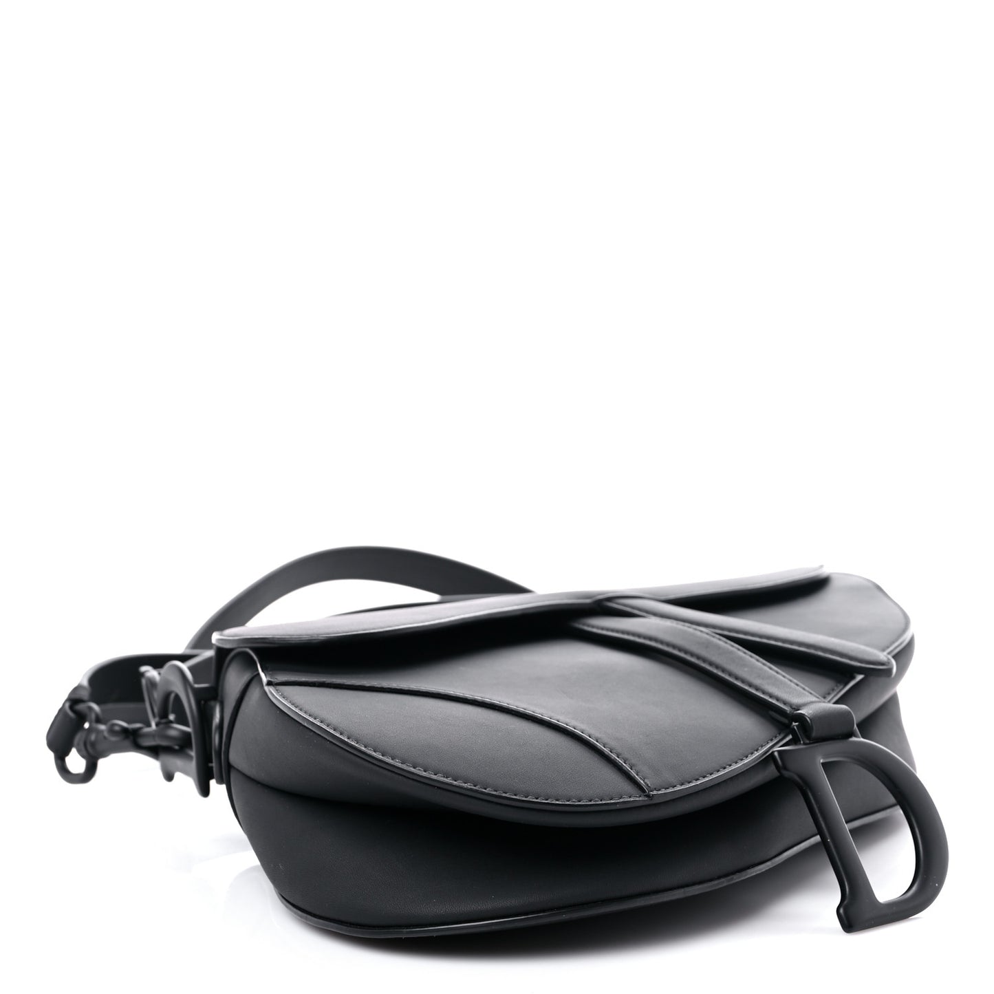 Ultra Matte Calfskin Saddle Bag With Strap Black