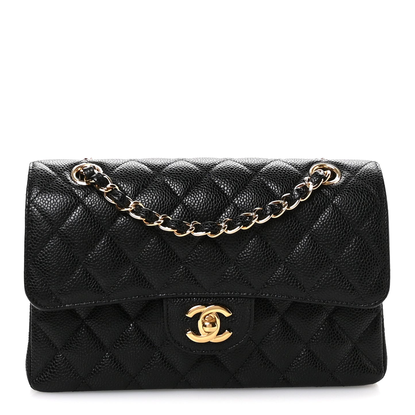 Caviar Quilted Small Double Flap Black