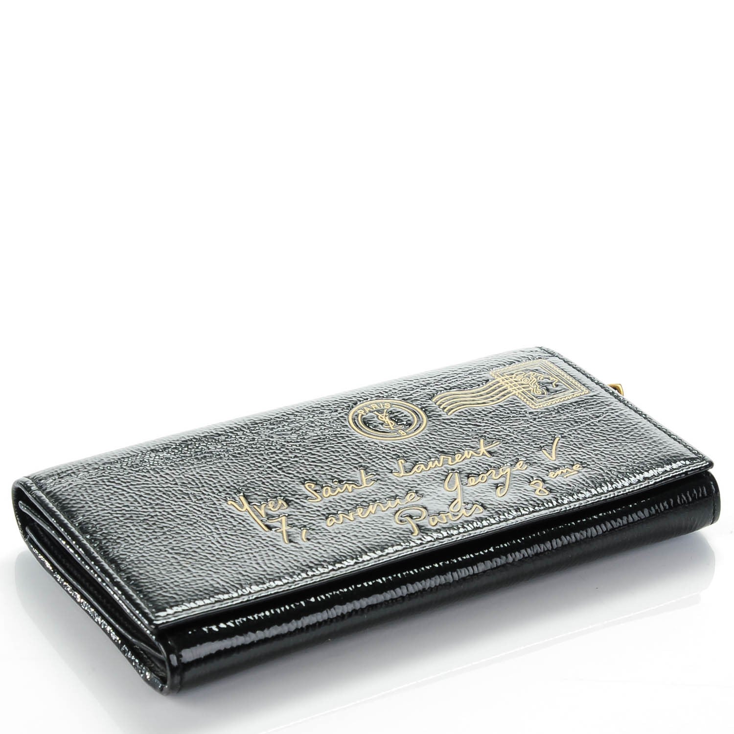 Saint Laurent Patent Y-Mail Wallet Black 4 of 7