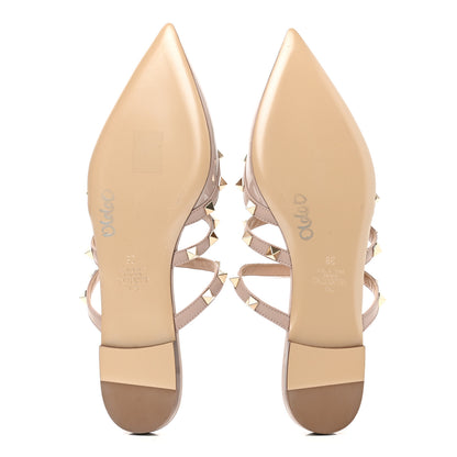 Valentino Garavani Patent Rockstud Flat Cage Mules 38 Poudre 5 of 11