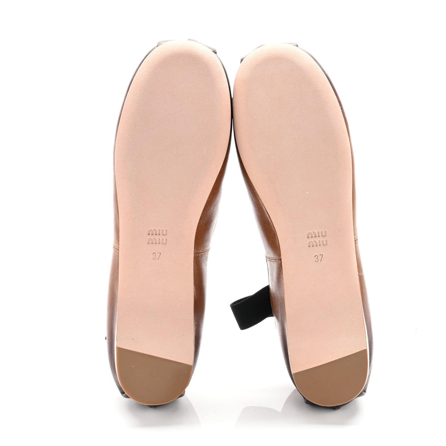 Calfskin Ballerina Flats 37 Caramel