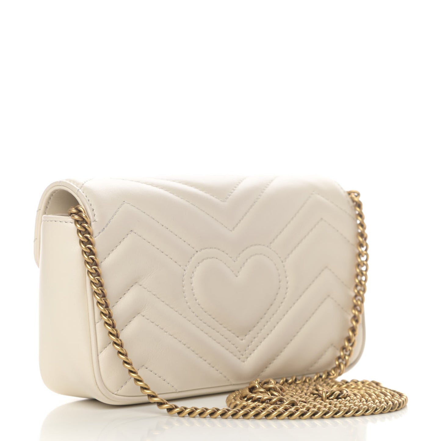 Calfskin Matelasse Super Mini GG Marmont Shoulder Bag White