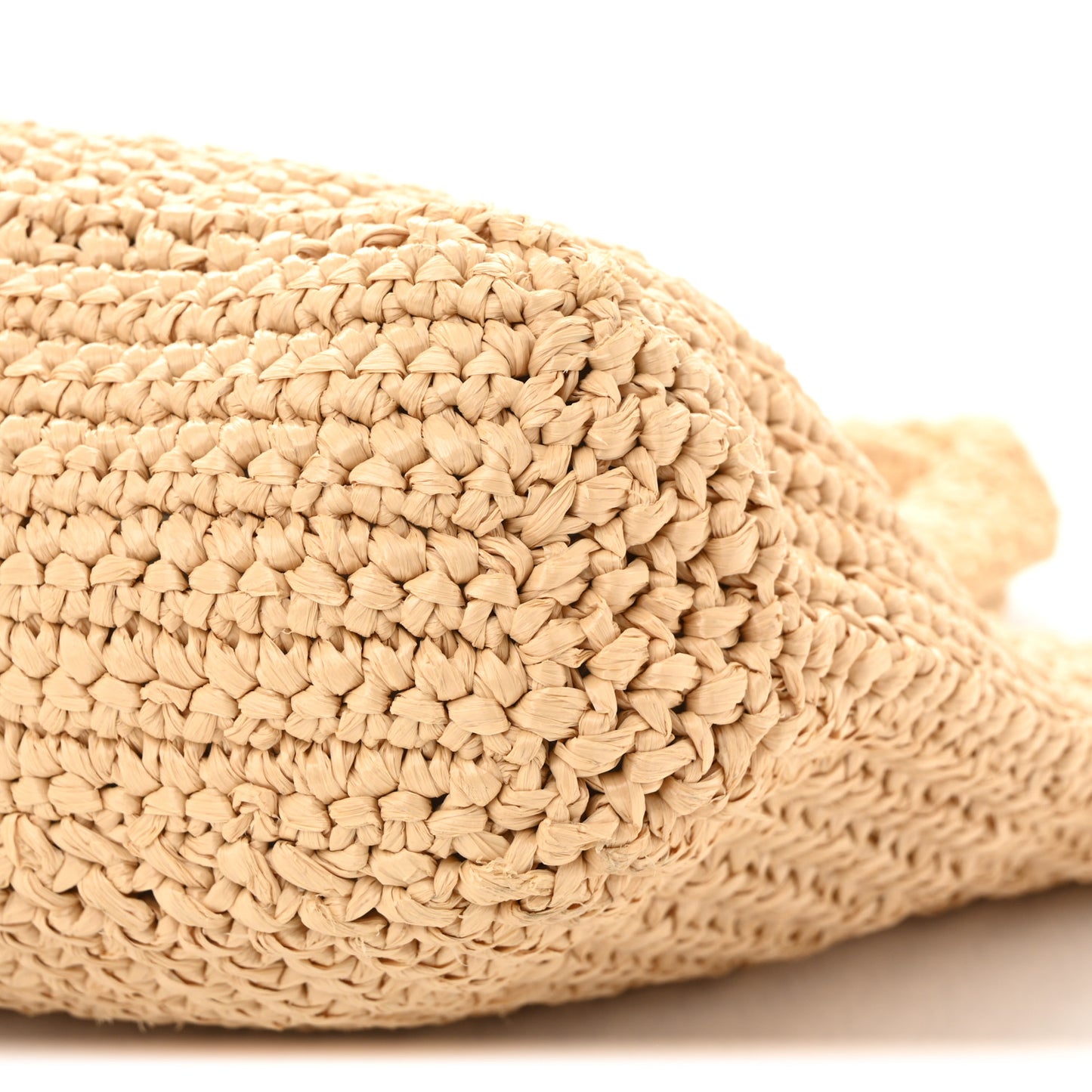 Yarn Raffia Effect Crochet Embroidered Small Logo Tote Naturale