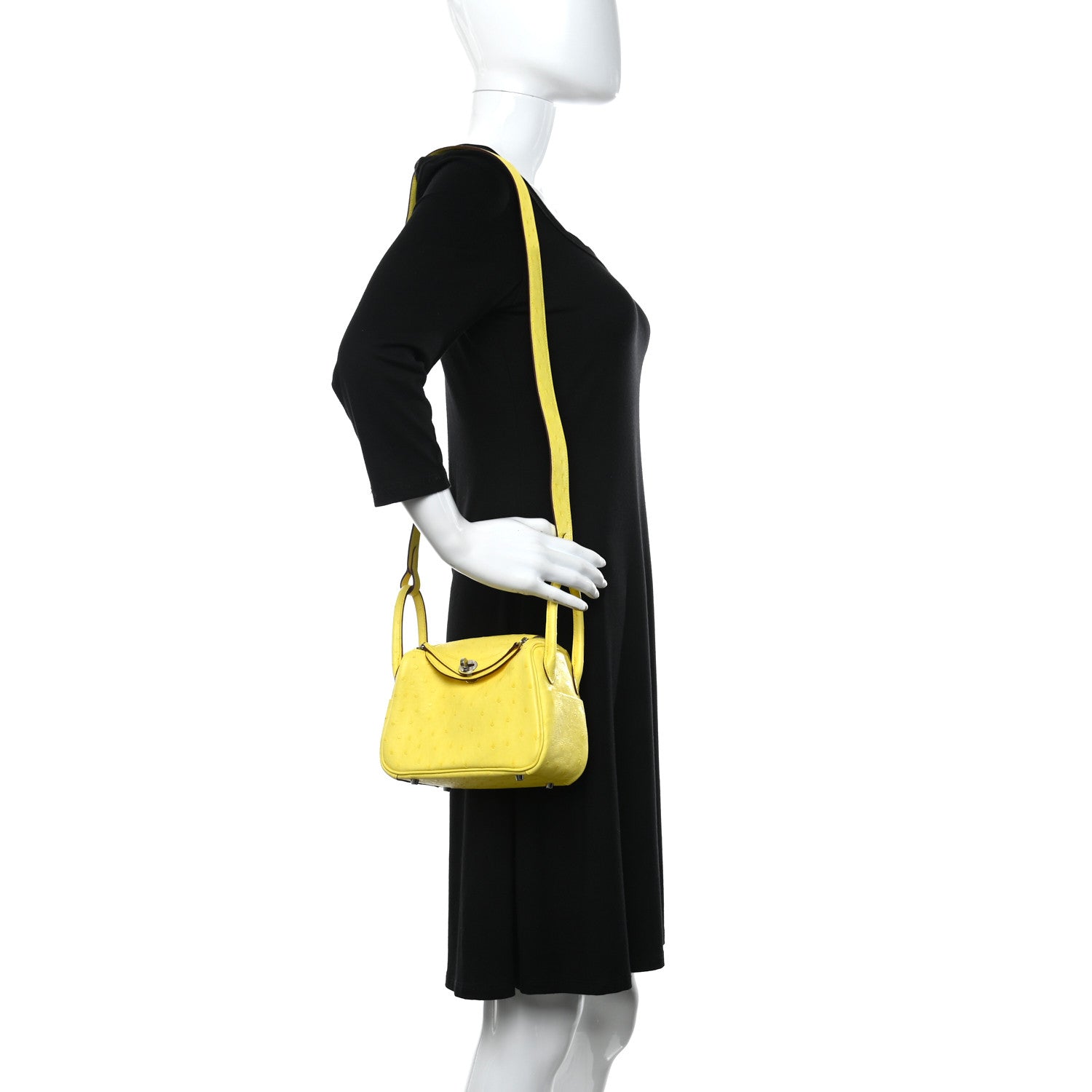 Hermes Ostrich Mini Lindy 20 Lime 2 of 11