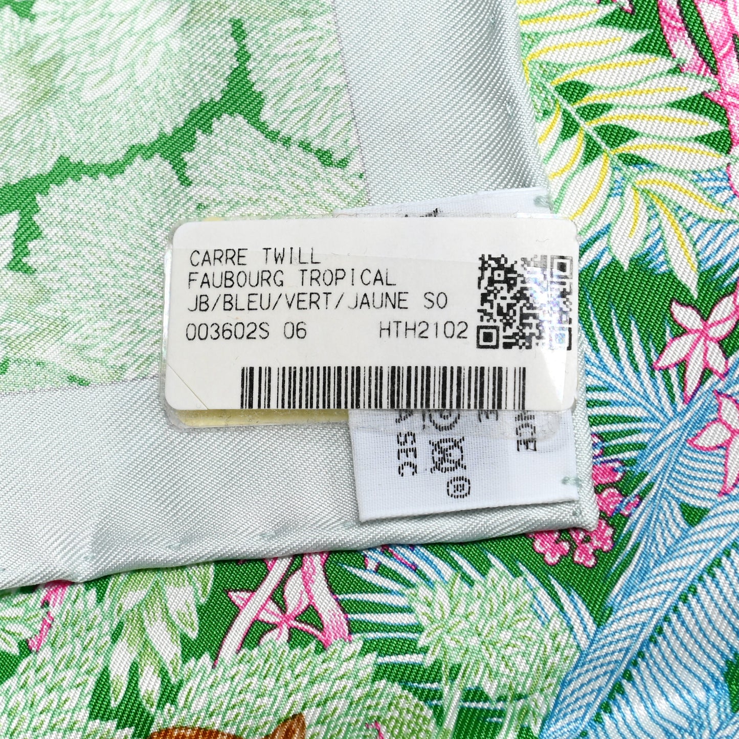 Silk Twill Faubourg Tropical Scarf 90 Bleu Vert Jaune