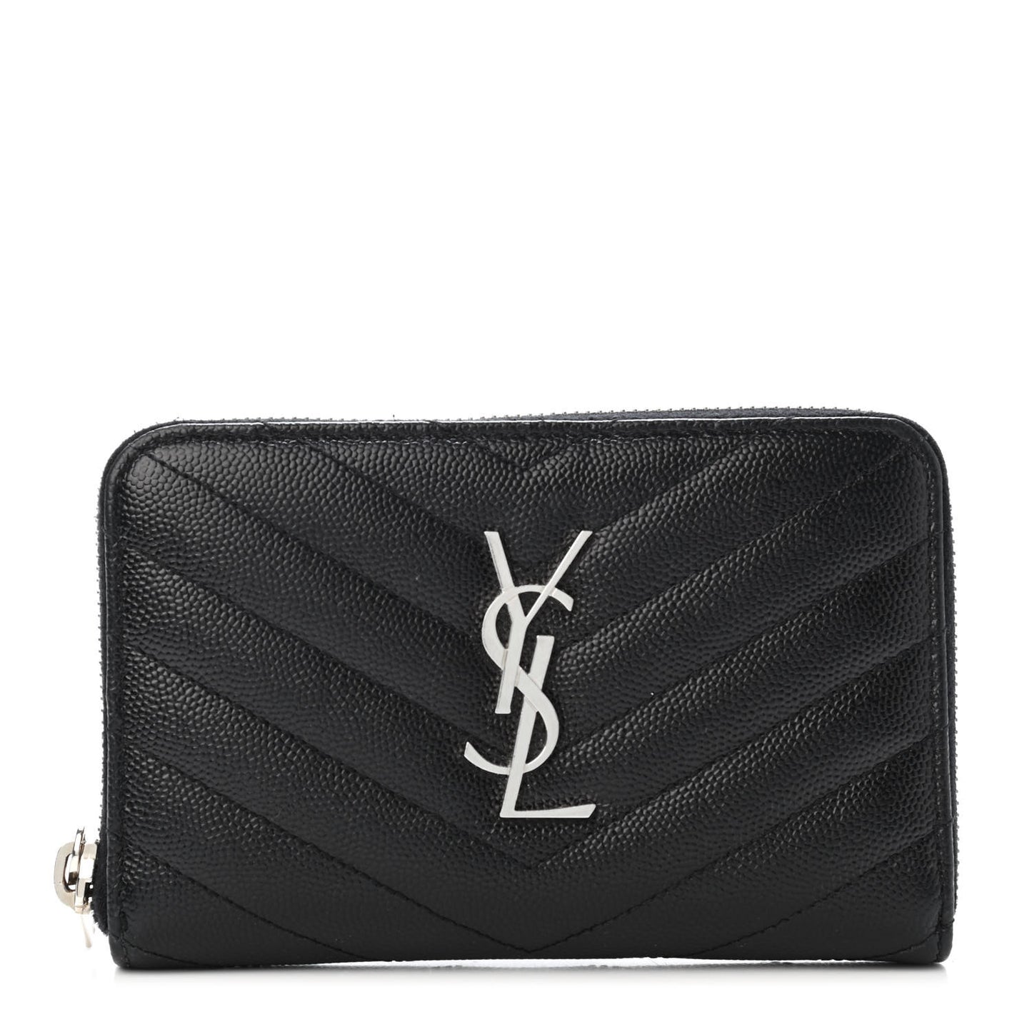 Grain De Poudre Matelasse Chevron Monogram Zip Around Wallet Black