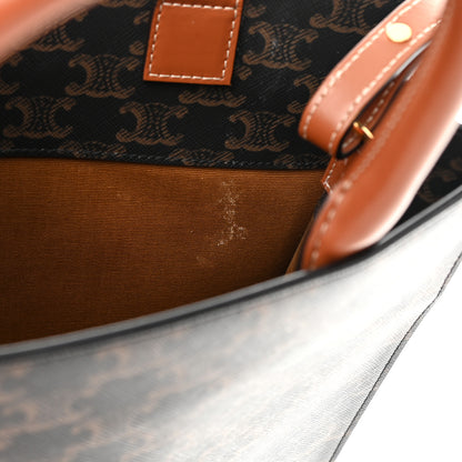 Celine Triomphe Canvas Calfskin Small Vertical Cabas Tan 12 of 16