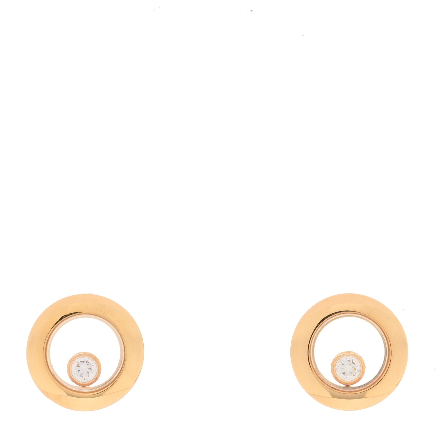 Chopard 18K Yellow Gold Diamond Happy Diamonds Icons Earrings 1 of 5