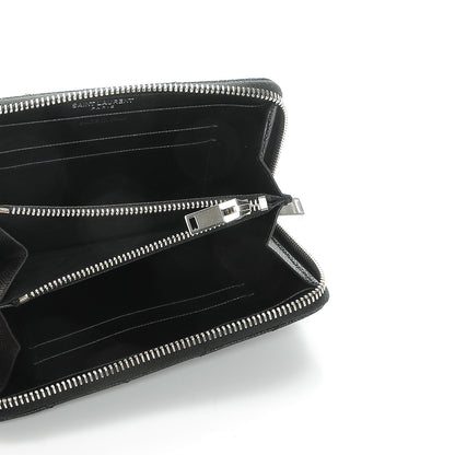 Saint Laurent Grain De Poudre Matelasse Chevron Monogram Zip Around Wallet Black 5 of 7