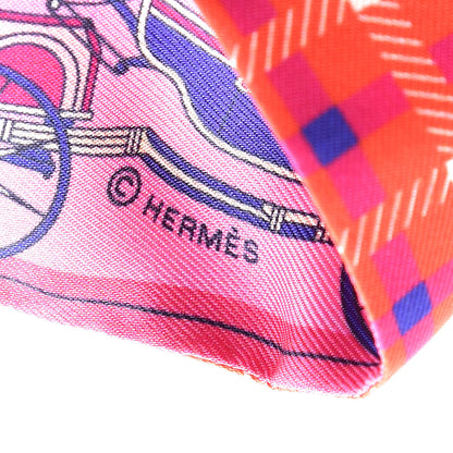 Hermes Silk Voitures Nouvelles Twilly Rouge Rose Fuchsia 4 of 5