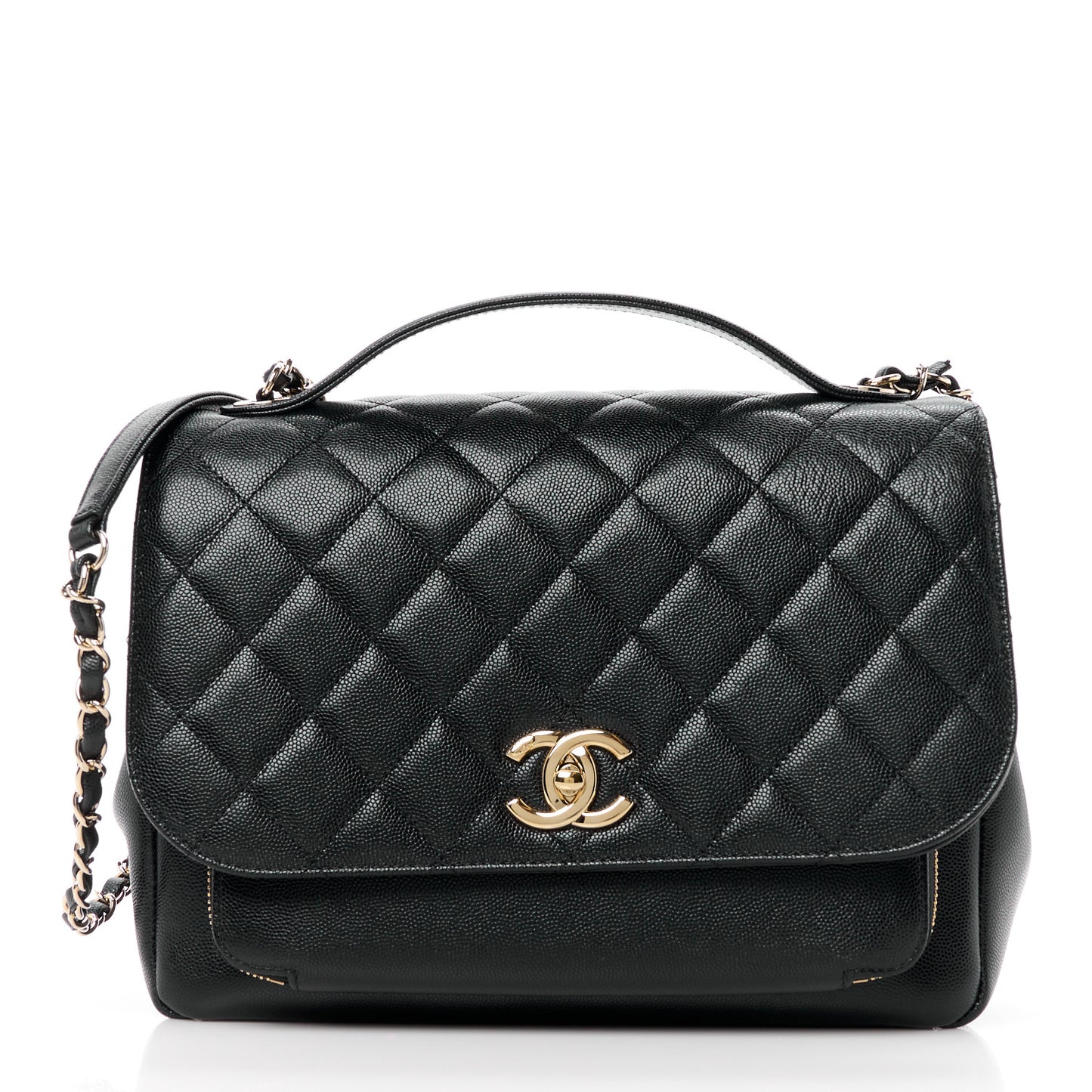 Caviar Quilted Large Business Affinity Flap Black