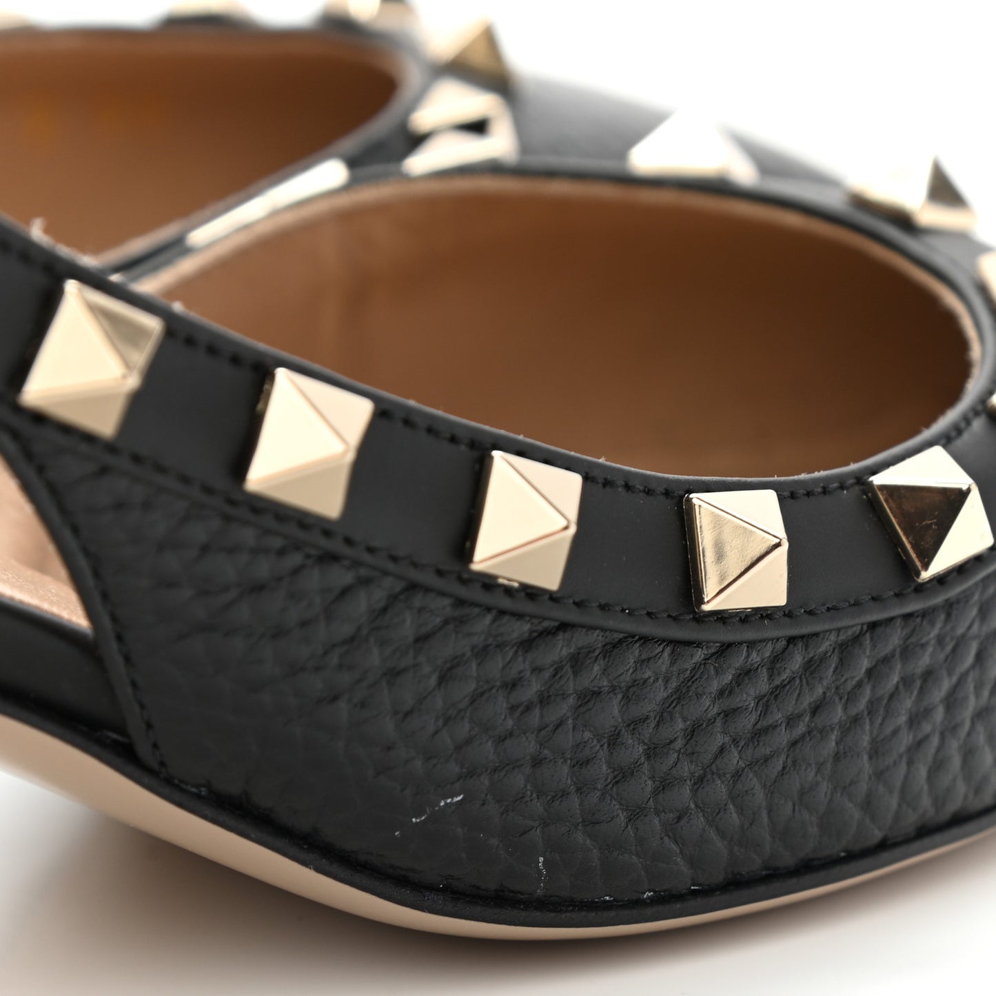 Pebbled Calfskin Rockstud Half D'Orsay Slingback 50mm Pumps 35 Black