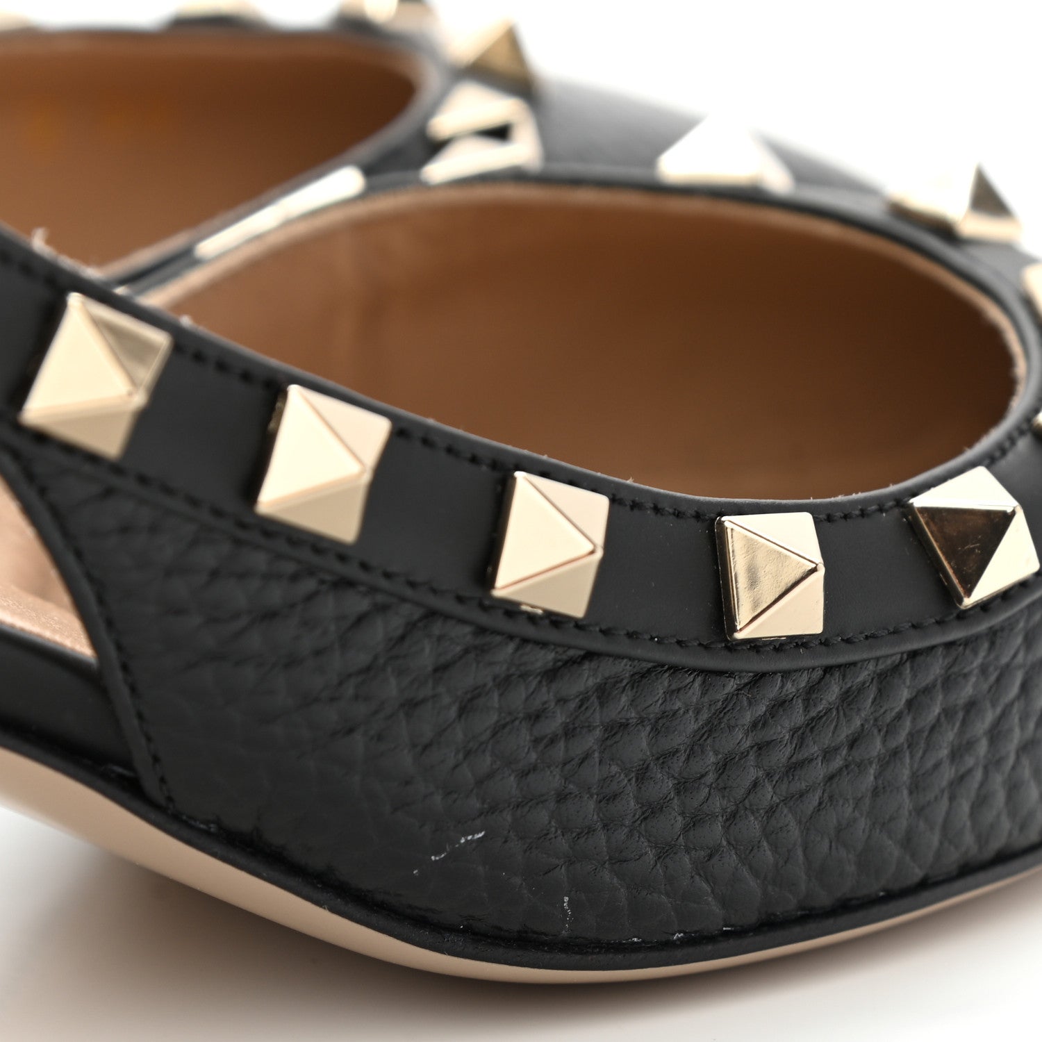 Valentino Garavani Pebbled Calfskin Rockstud Half D'Orsay Slingback 50mm Pumps 35 Black 10 of 14