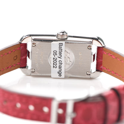 Hermes Stainless Steel Alligator Diamond 17mm Nantucket Jete De Diamants Quartz Watch Braise 4 of 5