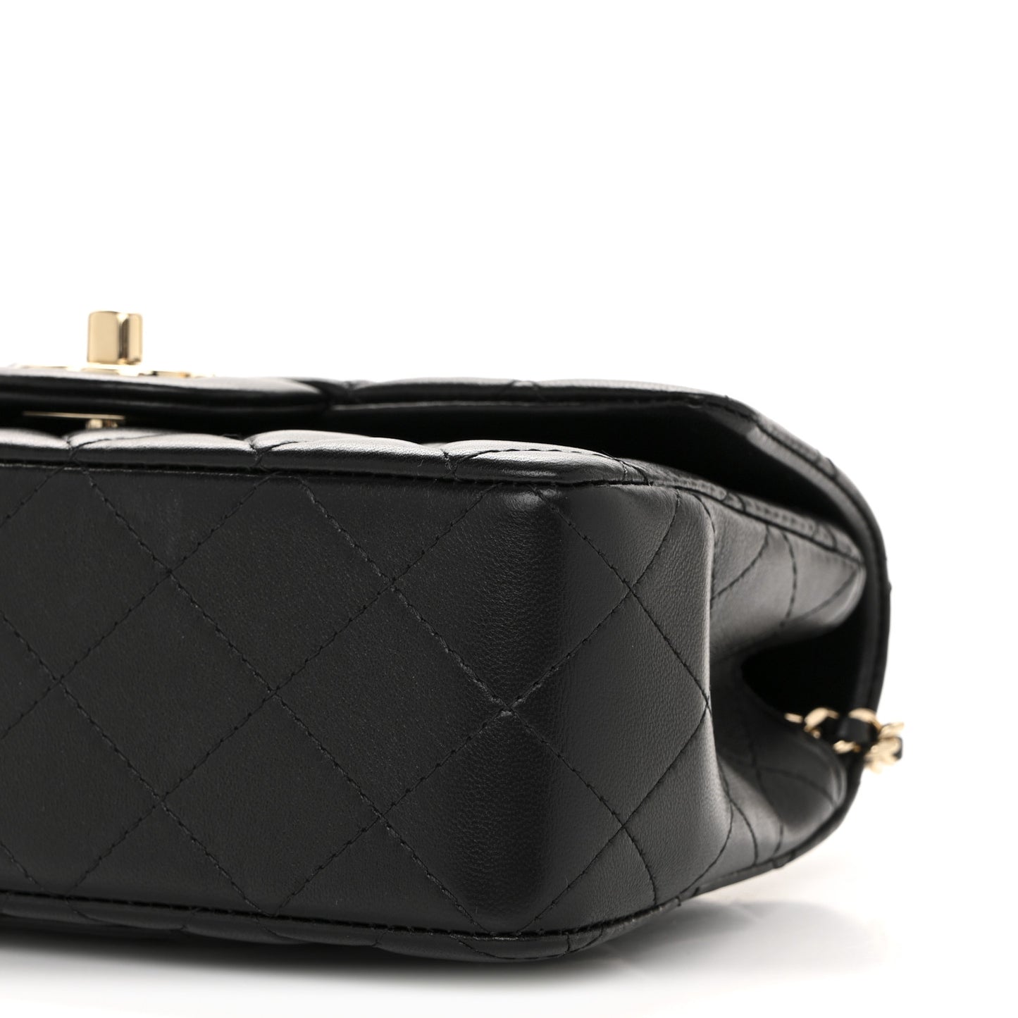Lambskin Quilted Mini Top Handle Rectangular Flap Black