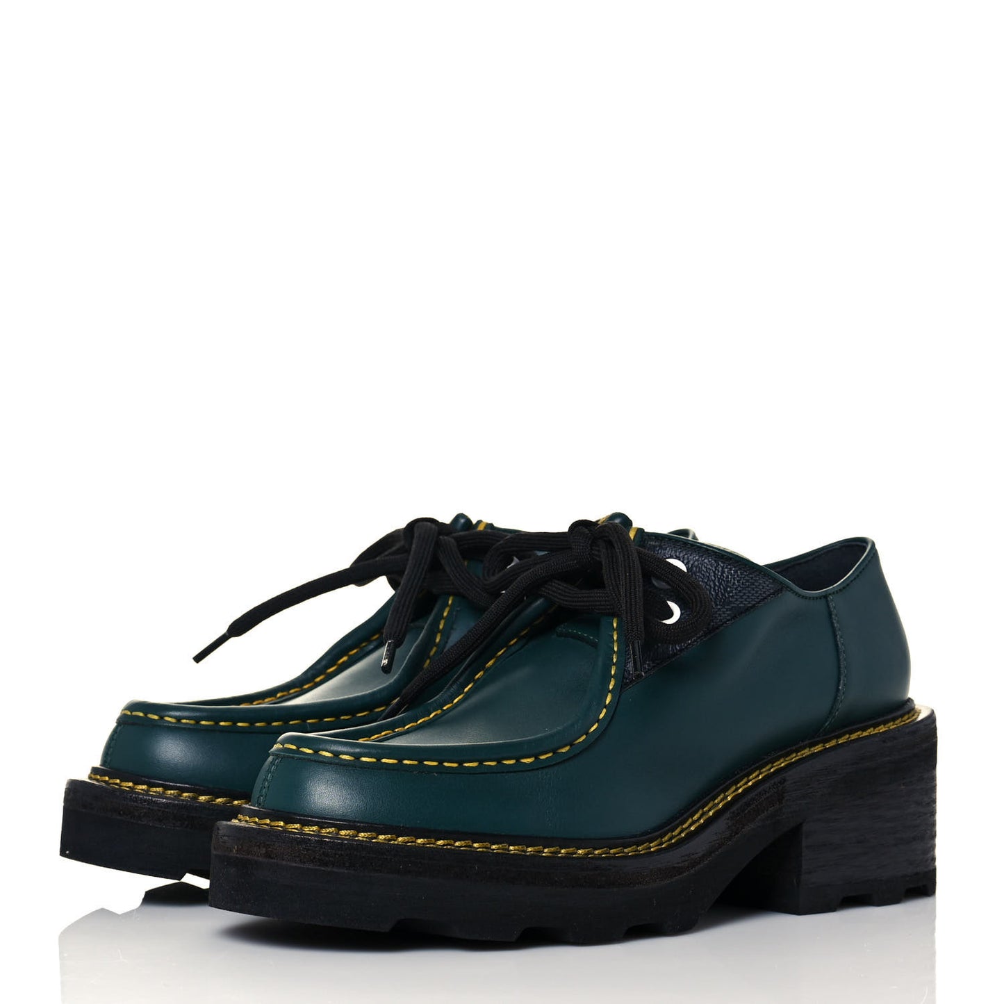 Calfskin Beaubourg Platform Derby Shoes 37.5 Green