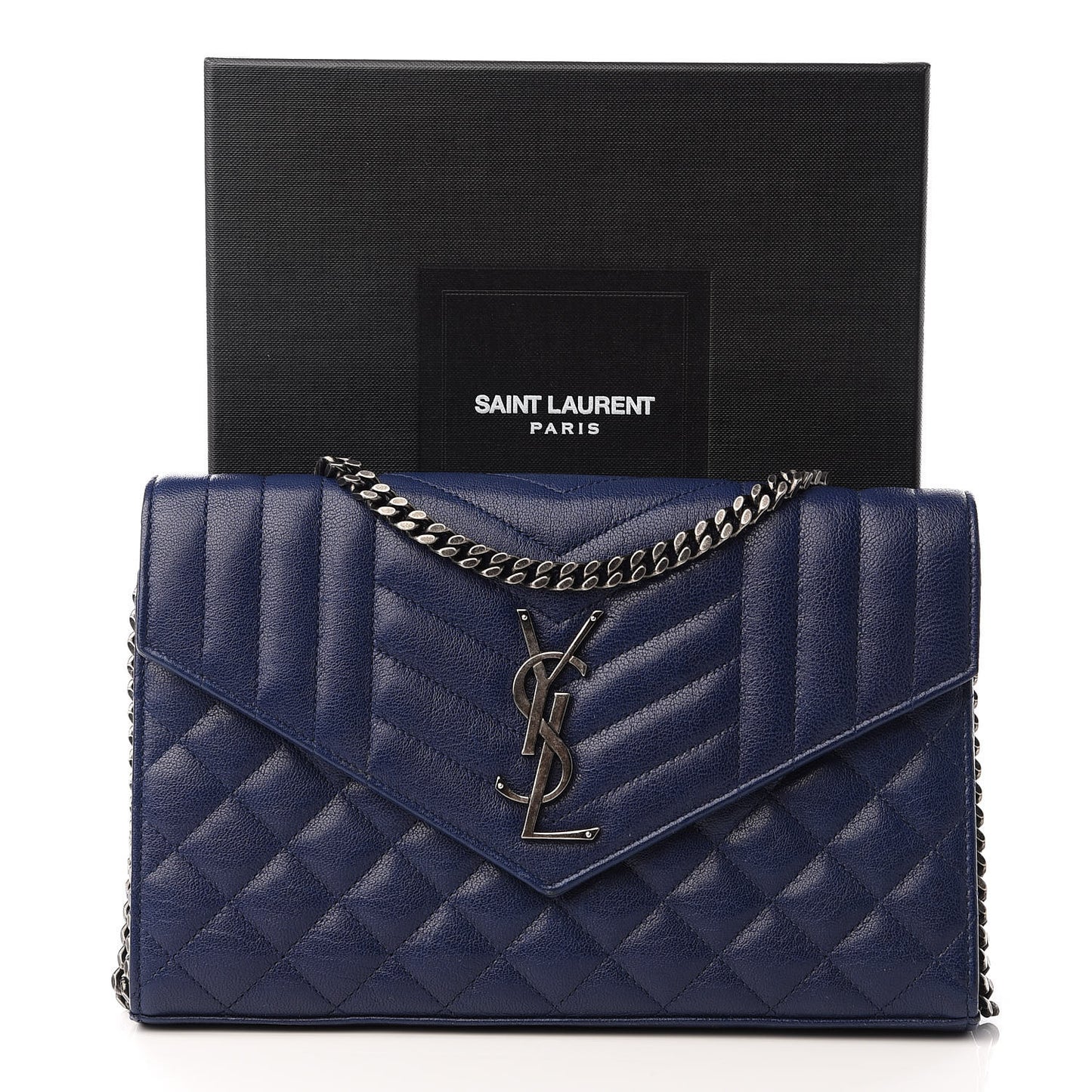 Sheepskin Tri-Quilt Monogram Envelope Chain Wallet Marinette