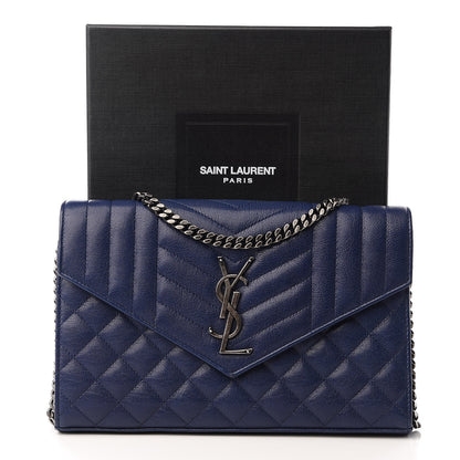 Saint Laurent Sheepskin Tri-Quilt Monogram Envelope Chain Wallet Marinette 9 of 9