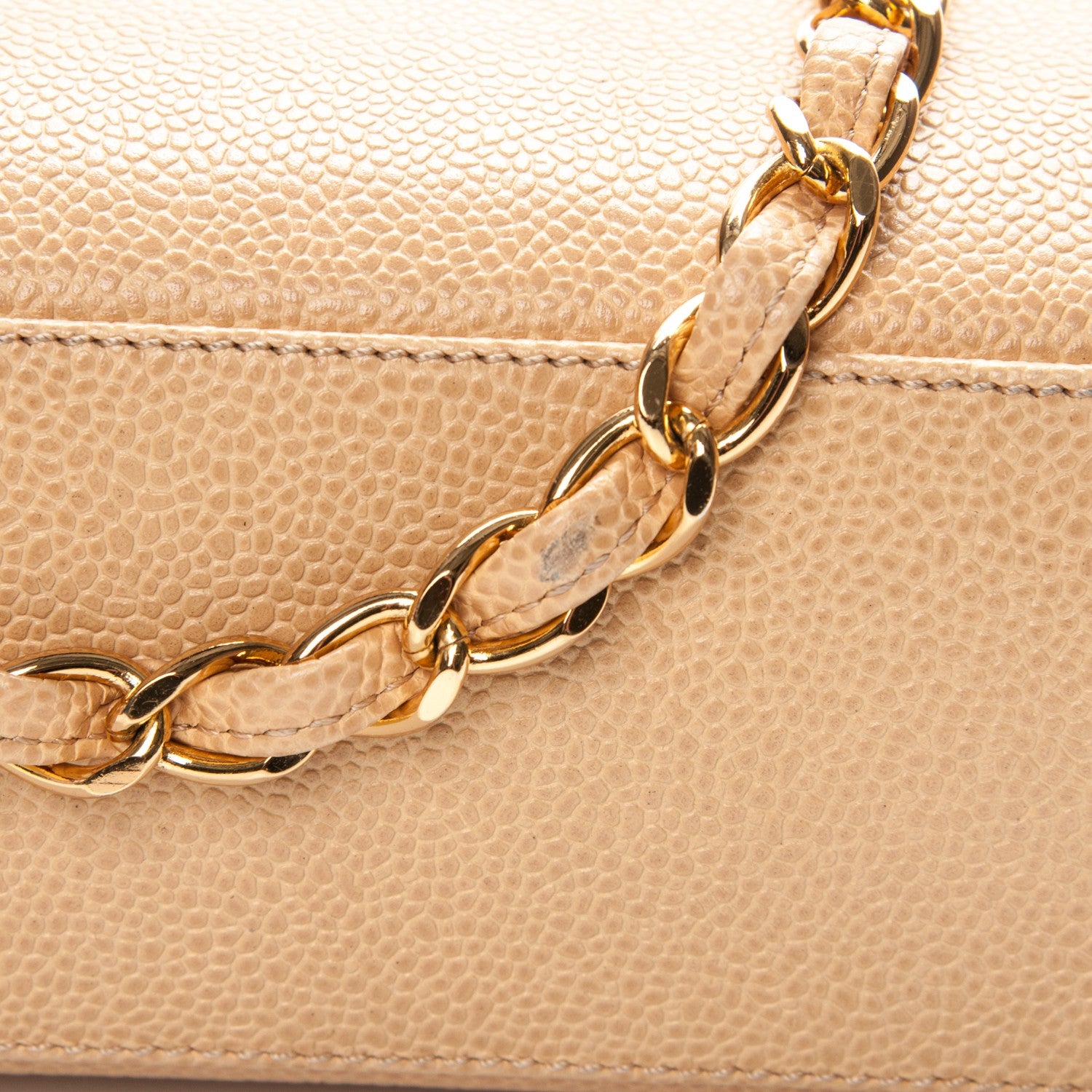 Chanel Caviar Handbag Beige 6 of 8