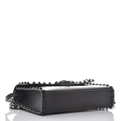 Valentino Garavani Vitello Monochrome Medium Rockstud Flip Lock Crossbody Bag Black 4 of 9