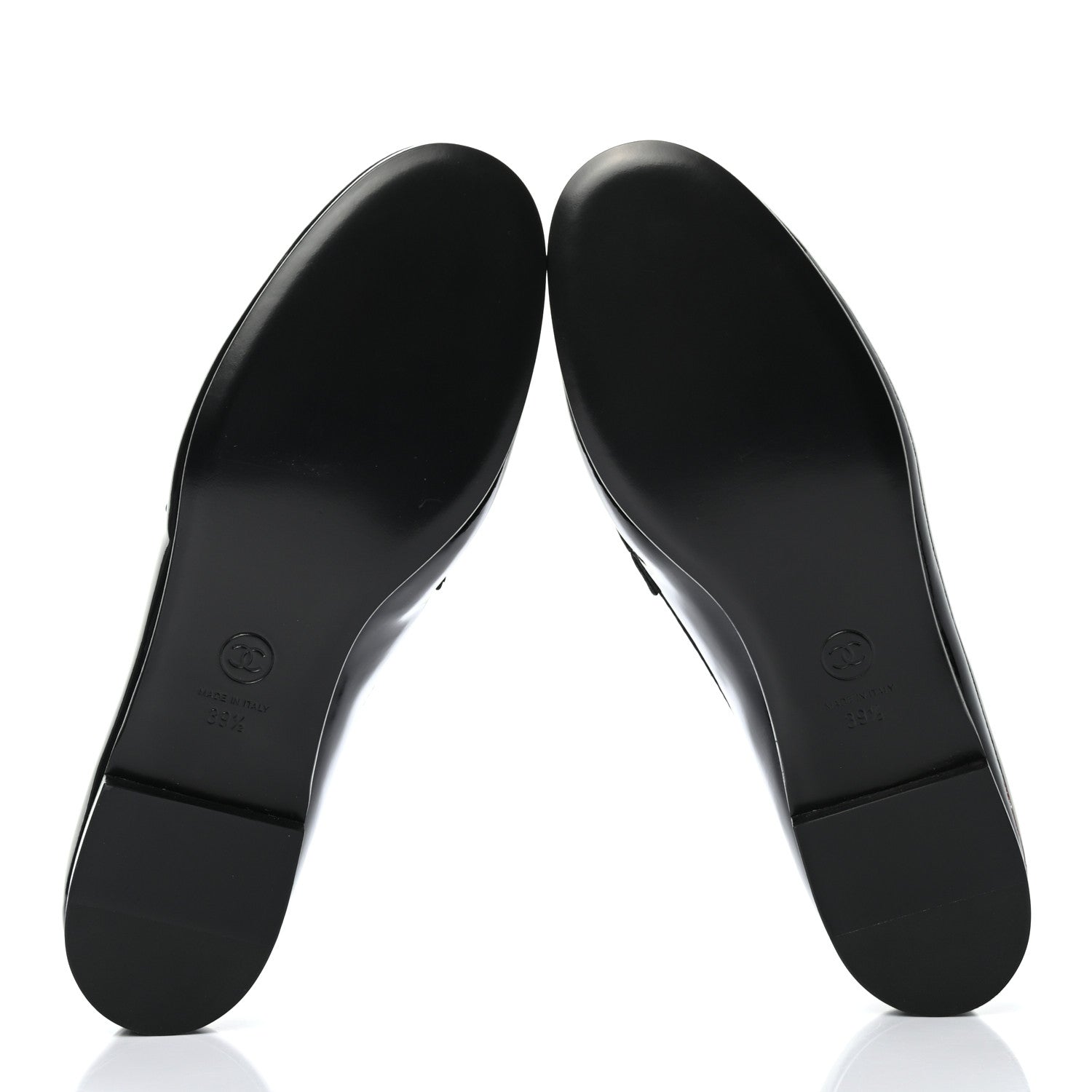 Chanel Patent CC Mocassin Loafers 39.5 Black 5 of 8