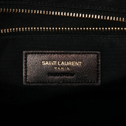 Saint Laurent Grain De Poudre Matelasse Chevron Large Monogram Satchel Black 6 of 11