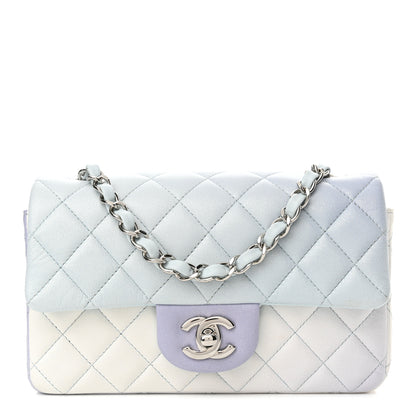 Chanel Lambskin Quilted Mini Rectangular Flap Light Blue Light Purple White 1 of 10