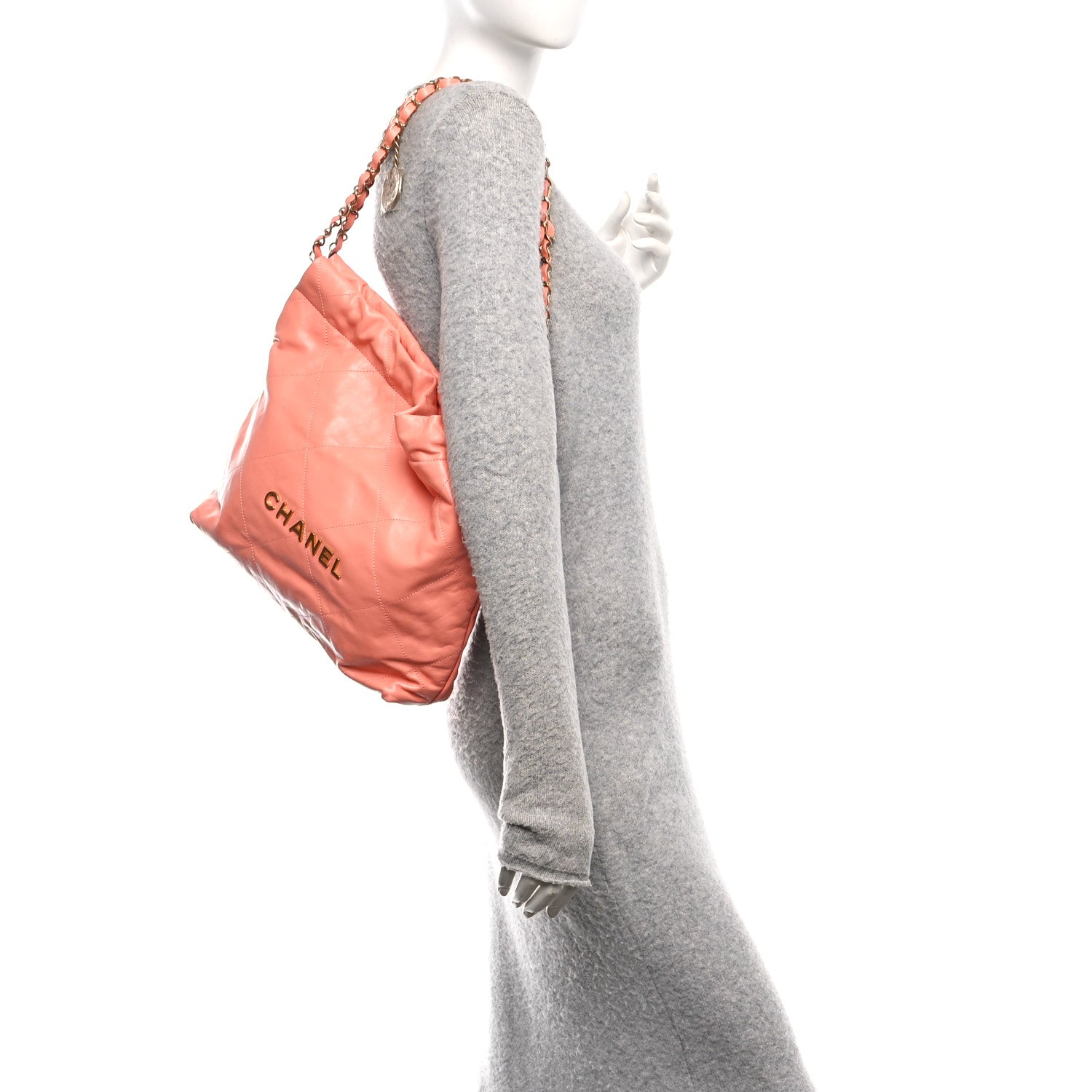 Chanel Shiny Calfskin Quilted Chanel 22 Light Orange 2 of 11