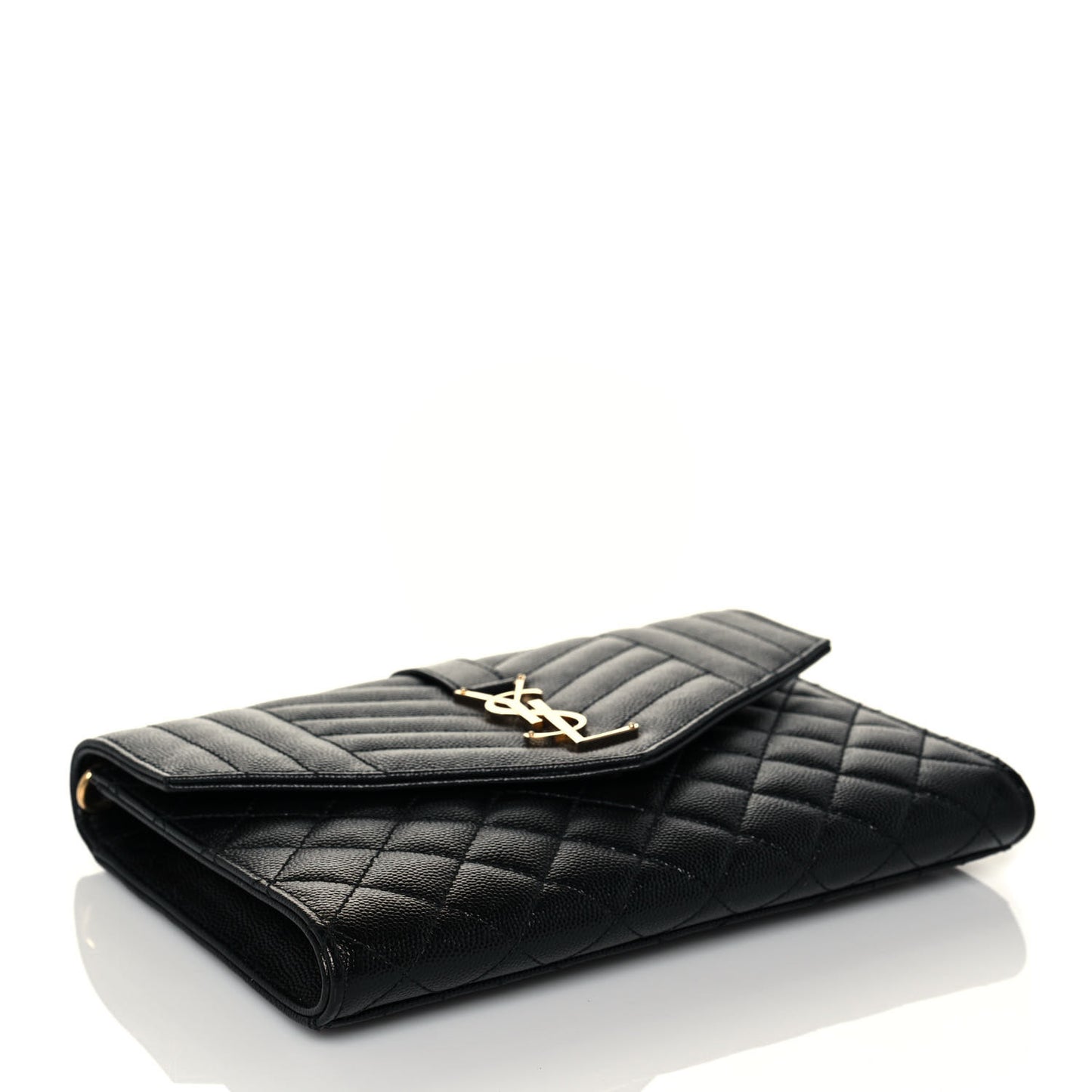 Grain De Poudre Textured Mixed Matelasse Triquilt Monogram Clutch Black